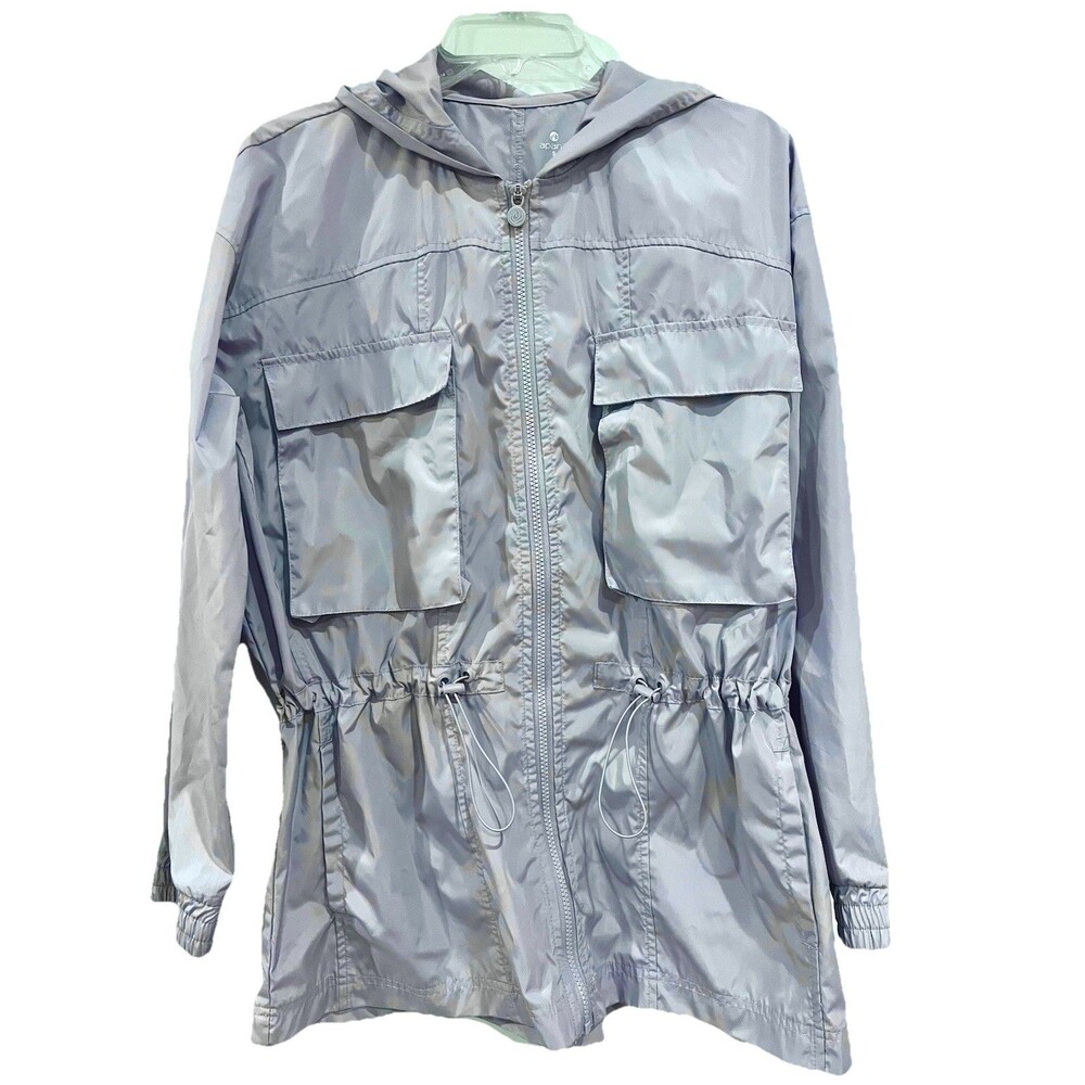 Apana Jacket Womens Small Purple Hooded Full Zip Windbreaker Lightweight Active